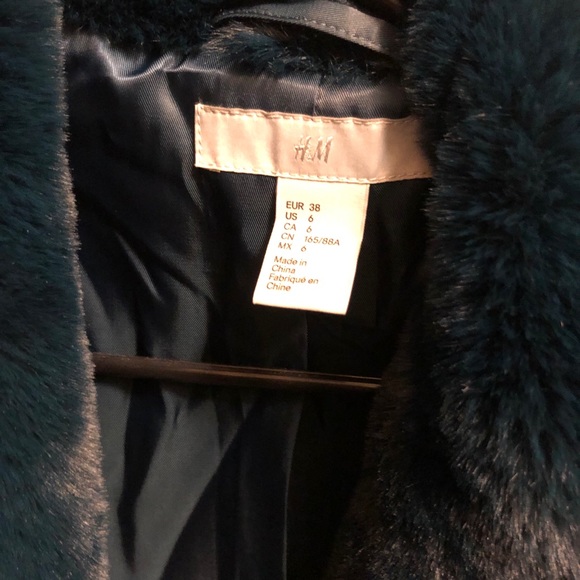 ♥️H&M Teal Faux Fur Jacket - Picture 9 of 9